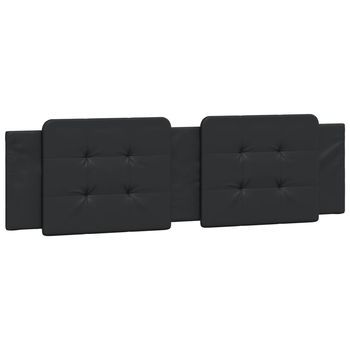 Cabecero De Cama | Panel De Cabecera | Decoración De Pared Acolchado Cuero Sintético Negro 180 Cm