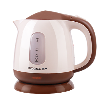 Aigostar Romeo 30HIP - Hervidor de agua compacto de 1 litro, 1100W, ultra silencioso, libre de BPA. Color marrón. Sistema de protección contra la ebullición en seco. Diseño exclusivo.
