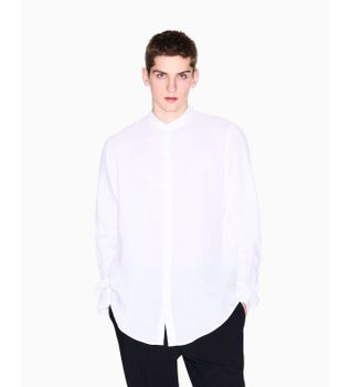 A|X Armani Exchange para hombre. XM001222AF14619U0001 Camisa de manga larga blanco (S), Casual, Lino