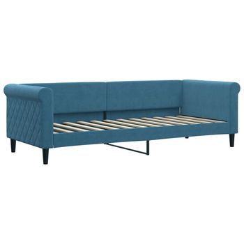 Sofá Cama | Cama Individual | Cama Para Adultos Terciopelo Azul 80x200 Cm