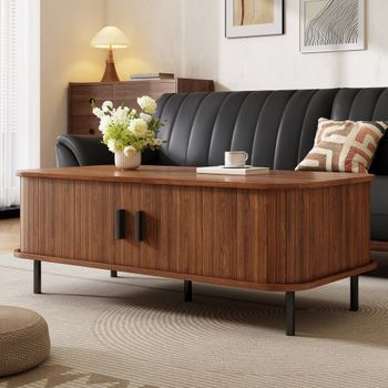 Mesa De Centro Con Almacenaje, Nogal, 100 X 50 X 45 Cm