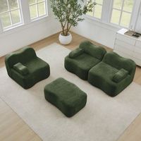 sofa modular en l de 3 plazas terciopelo verde otomana y espuma 32d