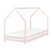 cama infantil con dosel y somier de madera de pino rosa 90 x 200 cm appy