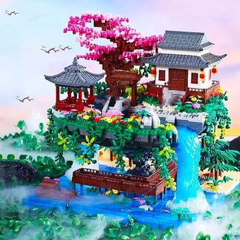 Juego de bloques de construcción DIY Taohuatan de 2850 piezas, colores mezclados, decoración de escritorio para oficina y hogar, suministros para fiestas, regalos navideños sorpresa creativos