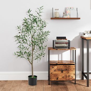 Set De 2 Árboles Artificiales De Olivo De 130 Cm Árbol Falso En Maceta Con Frutas Realistas Planta De Verde Interior Decoración