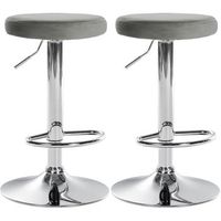 set de 2 taburetes de bar ponte en terciopelo gris 385x385x60 cm clp