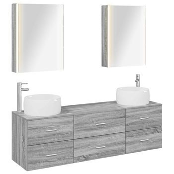 Juego De Muebles De Baño 5 Uds. Sonoma Gris Vidaxl