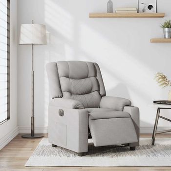 Sillón De Salón | Silla | Sillón Reclinable Eléctrico De Tela Gris Nube
