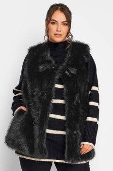 Yours Chaleco De Peluche Negro, Mujer Curvy Y Tallas Grandes, Yours