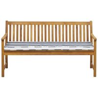 banco de jardin de madera de acacia clara 160 cm listones cojin azulblanco para exterior estilo rustico vivara