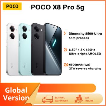 Teléfono inteligente Poco X8 Pro 5G con NFC, pantalla de 6,59 pulgadas, procesador Dimensity 8500-Ultra y batería de 6500 mAh.