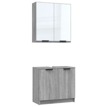 Set De Muebles De Baño 2 Pzas Madera De Ingeniería Gris Sonoma Vidaxl