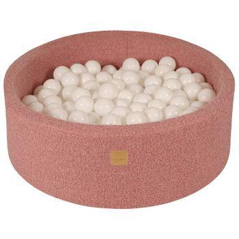 Meowbaby Piscina De Bolas, Round Seca Para Niños, Boucle, Rosa : Blanco, 200 Pcs, 90x30cm