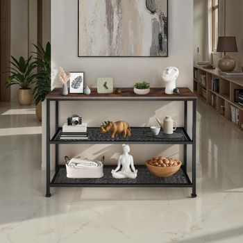 Cómoda estilo industrial, acero y mdf, 100x30x81 cm, madera clara