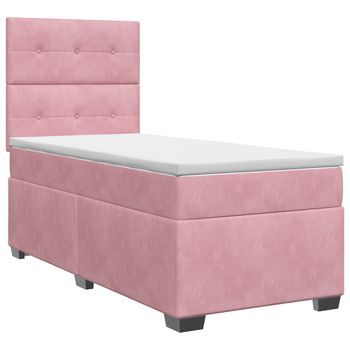 Cama Tapizada 200x100x140,5 Cm Terciopelo - Rosa