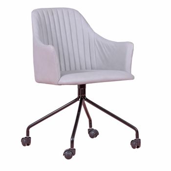 Silla de oficina tapizada en tela vintage, gris claro