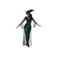 disfraz bruja del aquelarre verde sombrero top con cola corpino y mallas talla m