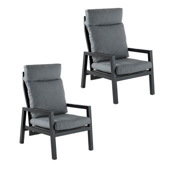 Sofá De Exterior, Reforzado, Aluminio, Colornegro, Sillón:59x72x112