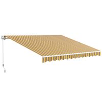 outsunny toldo para balcon 350x250 cm con manivela de metal impermeable y anti-uv para jardin terraza ventanas gris y amarillo   aosom espana