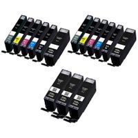 compatible multipack canon pgi-550pgbkxlcli-551xl 2 full sets  3 extra black high capacity ink cartridges 15 pack