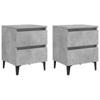 mesitas de noche 2 uds contrachapada gris hormigon 40x35x50 cm vidaxl