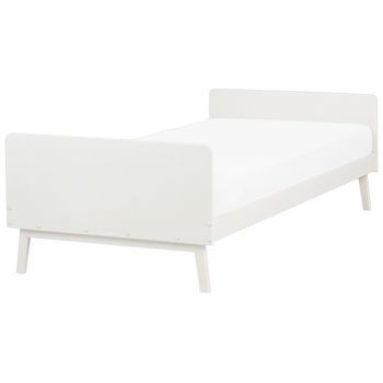 Cama Individual Moderna Somier De Láminas De Madera De Pino Blanco 90 X 200 Cm Bonnac