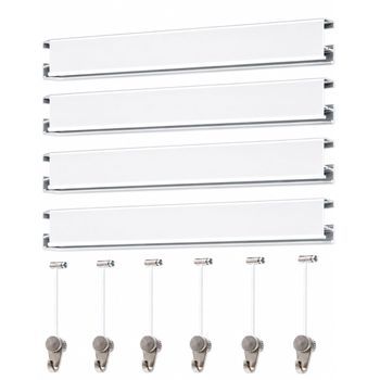Colgar Cuadros Sin Agujeros Pack 6 Metros Eurohang Guías Aluminio Blanco Mate 150 Cm Con 6 Colgadores Rm Nylon Clips Tapas Tornillos