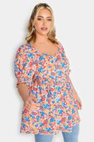 limited collection top flores de colores con manga abullonada mujer curvy y tallas grandes yours