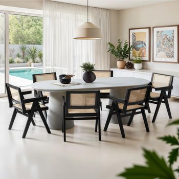 4 sillas de comedor, ratán vienés, estilo boho, carga 120 kg, negro
