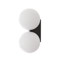 aplique doble bola cristal opal base negra mate