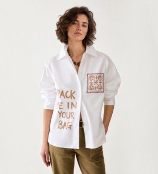 PennyBlack para mujer. 2621116173200 Camisa Canditi blanco (40), Casual, Algodón, Manga larga