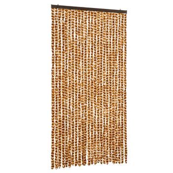 Cortina Antimoscas Chenilla Ocre Y Blanco 100x230 Cm