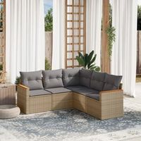 conjunto de sofas jardin con cojines beige mezcla 5 uds  mueble jardin mesa y sillas ratan pe cfw988596