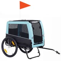 pawhut remolque para bicicleta para perros hasta 20 kg 143x70x90 cm azul claro   aosom espana
