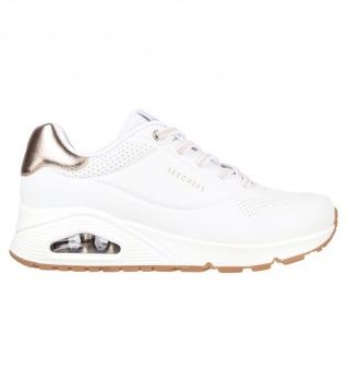 Skechers para mujer. 155196 Zapatillas Uno - Shimmer Away blanco (36), Tela, 3 a 5cm, Cordones, Casual