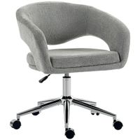 homcom silla de oficina ergonomica sillon de oficina en chenilla con altura ajustable respaldo curvado gris   aosom espana