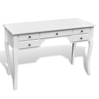 escritorio frances de madera con patas curvadas y 5 cajones vidaxl