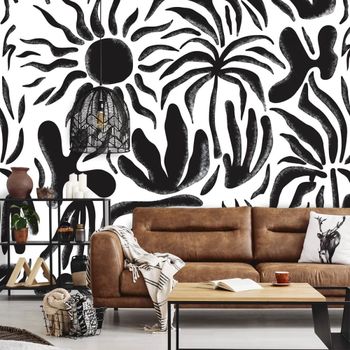 Papel pintado plantas y sol en b/n  260x270cm
