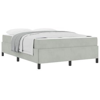 Estructura De Cama Gris Claro Y Gris 140 X 190 Cm Terciopelo