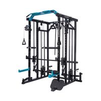 behumax - multipower rack smith 700 jaula de potencia con prensa de piernas integrada y sistema de poleas bilateral para entrenamiento de fuerza en casa