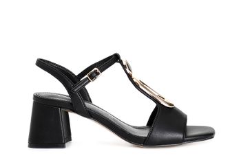 sandalias con accesorio de metal esmaltado black