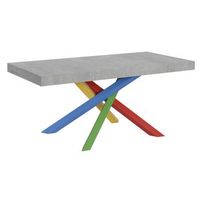 mesa extensible de diseno con patas entrelazadas multicolor artemis-color gris cemento-ancho extensible