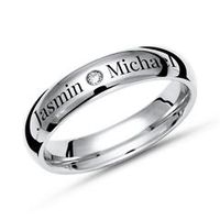 anillo titanio grabado laser diamante 4 mm