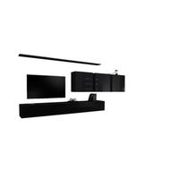 conjunto de muebles de salon mural switch vii diseno color negro brillante