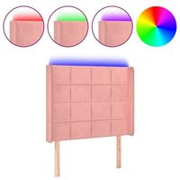 cabecero cama  panel de cabecera con led de terciopelo rosa 83x16x118128 cm