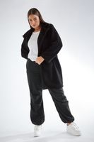 yours luxury abrigo negro de peluche mujer curvy y tallas grandes yours