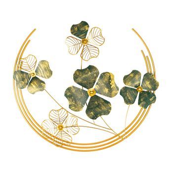 Decoración Pared De Metal Haiyang Oro Verde 70x70x5 Cm