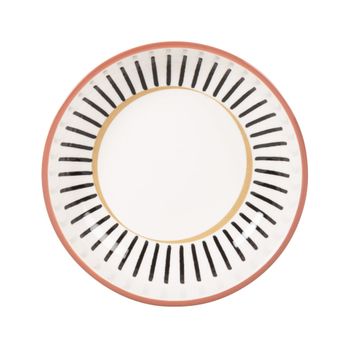 Plato hondo de cerámica blanca con rayas