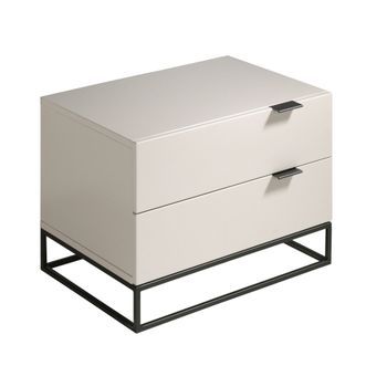 Mesita De Noche Madera Gris Y Acero Negro Angel Cerdá 7004 55x41x41