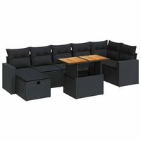 set sofas jardin y cojines 5 piezas ratan sintetico acacia negro